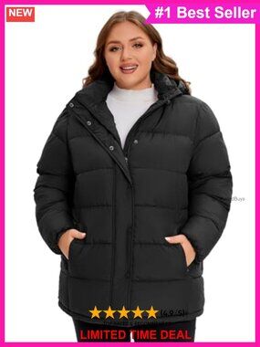 Plus Size Heavyweight Puffer Jacket Warm Winter Coat with Hood
